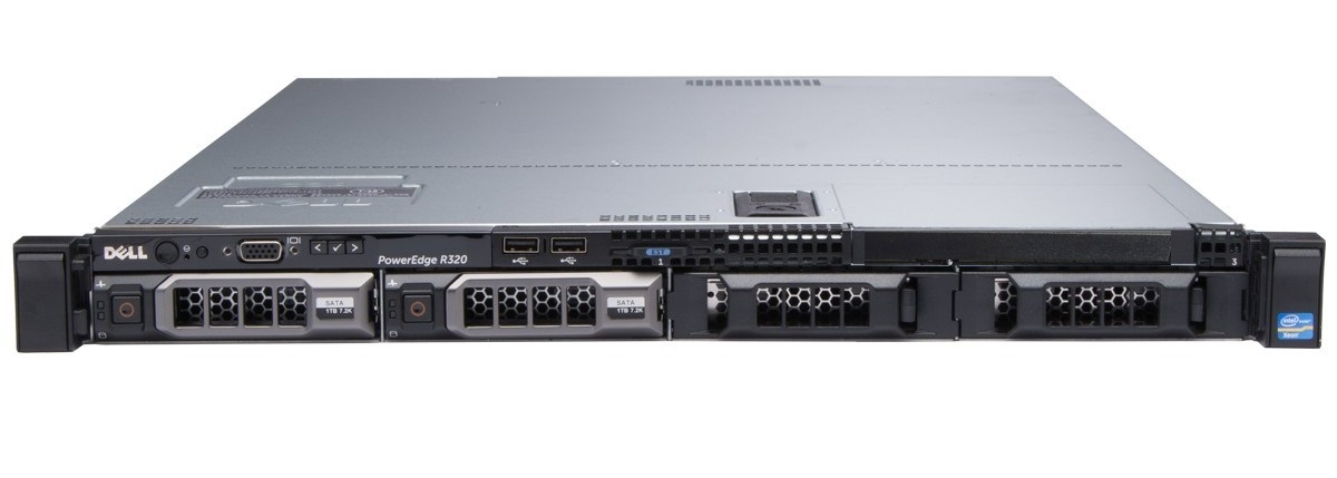Ноутбук Сервер Dell R320 LFF, 1U, 16GB, 1x Xeon E5-2407; (2.2GHz, 4 cores, 4 threads, 10M Cache, 6.4GT/s), 1-Socket, RAM: 16GB (2x 8GB) DDR3 1333MHz (6 слотов DDR3 RDIMM and UDIMM), RAID: Perc H310 mini, LAN: 2x 1G, PSU: 2x 350W, 4 HotSwap LFF 3.5