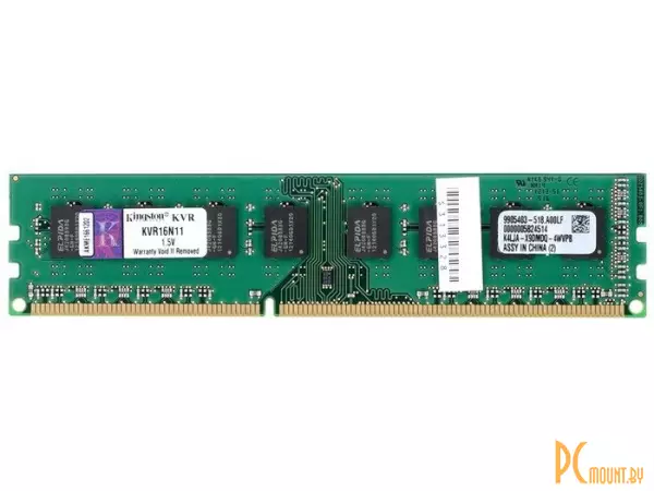 Память оперативная DDR3, 4GB, PC12800(1600MHz), Kingston KVR16N11/4