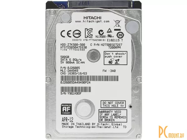 Жесткий диск 500GB  Hitachi HTS725050A7E630 SATA-III