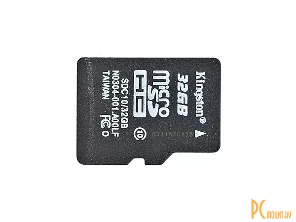 Карта памяти MicroSDHC, 32Gb, class 10, Kingston (SDC10/32GB) (+ SD adapter) RTL