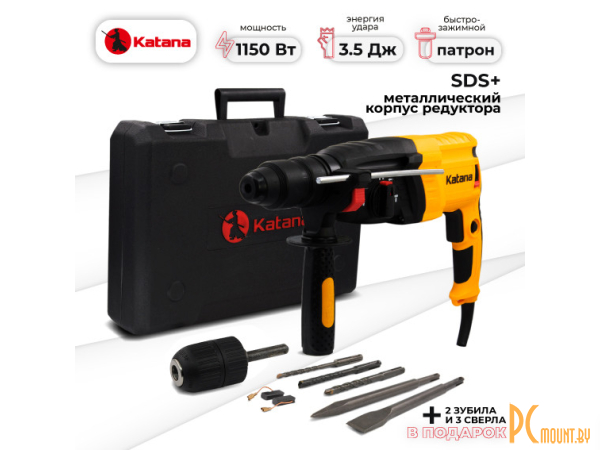 фото Перфораторы: перфоратор KATANA HD8100F в чем.(2 зуб,3 сверл,1150 Вт,3.5Дж,3 реж,SDS-plus,БЗП,МЕТАЛЛ корп.ред,) KHD8100F.00 Перфораторы: перфоратор KATANA HD8100F в чем.(2 зуб,3 сверл,1150 Вт,3.5Дж,3 реж,SDS-plus,БЗП,МЕТАЛЛ корп.ред,) KHD8100F.00