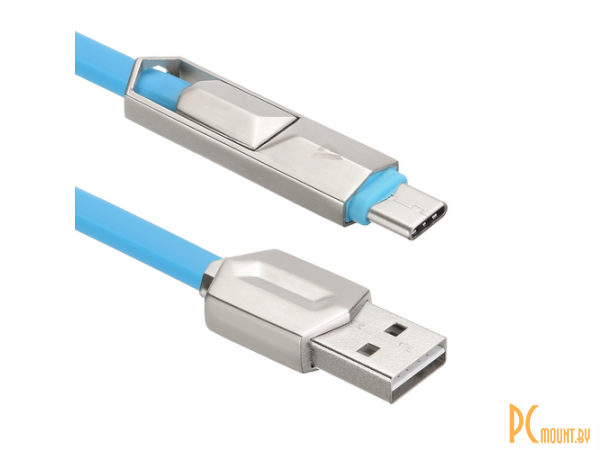 USB кабель ACD-DUAL Type C / MicroUSB ~ USB-A 2в1, TPE, 1м, синий () ACD-U924-CML