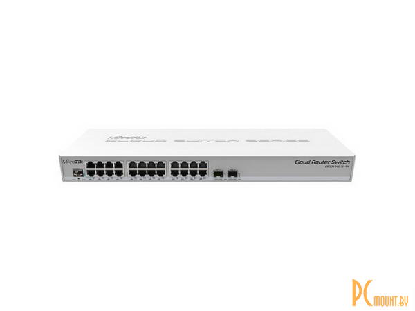 Cloud Router Switch 326-24G-2S+RM with 800 MHz CPU, 512MB RAM, 24xGigabit LAN, 2xSFP+ cages, RouterOS L5 or SwitchOS (dual boot),{10} (002198) CRS326-24G-2S+RM