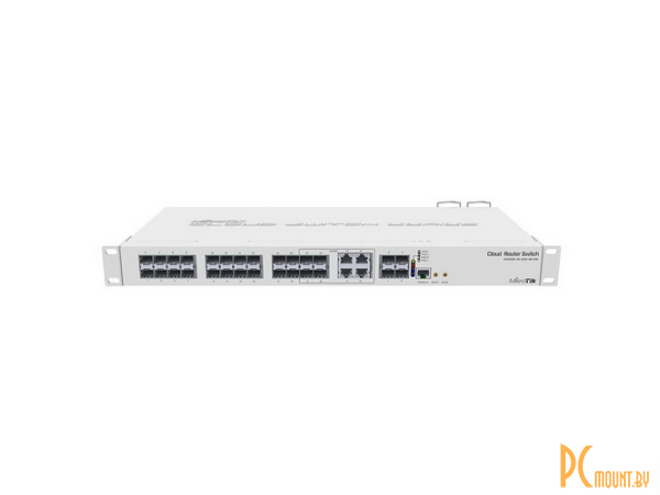 Cloud Router Switch with 800 MHz CPU, 512MB RAM, 24x SFP cages, 4xSFP+ cages, 4x Combo ports (1xGbit LAN or SFP), RouterOS L5 or SwitchOS (dual boot), 1U rackmount case, Dual PSU RTL {6} CRS328-4C-20S-4S+RM