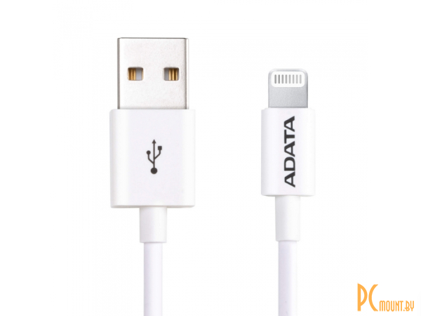 USB Cable ADATA Lightning-USB  1m, Sync & Charge, Fast charging up to 2.4A, Apple MFi-certified, White, RTL AMFIPL-1M-CWH