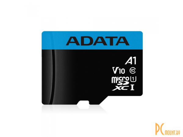 Карта памяти microSDHC 16GB ADATA Premier Memory Card  UHS-I Class 10/V10 A1, 100/20 MB/s, Adapter, -25°C + 85°C, RTL (461919) AUSDH16GUICL10A1-RA1