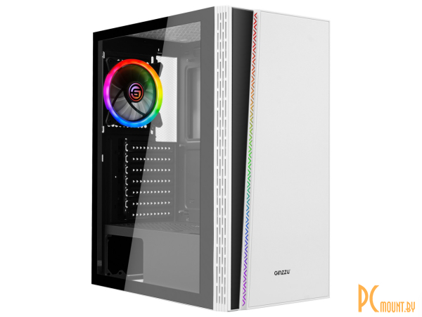 фото корпус CL220 GINZZU White, MidiTower, 2*USB2 + 1*USB3, 1x120мм LED (12RR4), блок питания снизу, фильтр забора воздуха, tempered glass CL220 корпус CL220 GINZZU White, MidiTower, 2*USB2 + 1*USB3, 1x120мм LED (12RR4), блок питания снизу, фильтр забора воздуха, tempered glass CL220