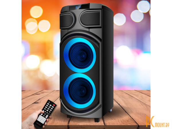 колонки  GINZZU переносная Bluetooth MIDI-система 80Вт, ФМ-радио и караоке, RGB подсветка, SD-card, USB-flash GM-203