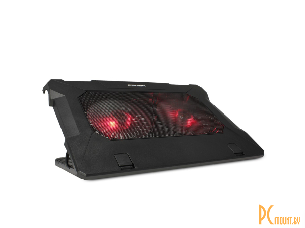 подставка для ноутбука  Crown (до 17", 395*305*54мм; вентиляторы: D140*20мм *2шт; LED подсветка красная; USB) CMLC-530T