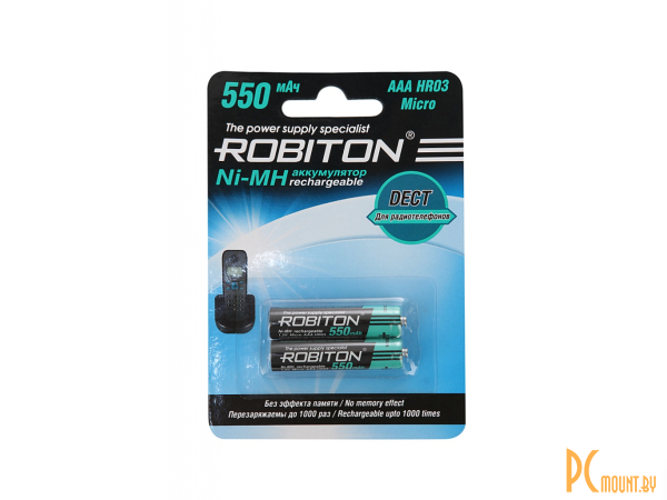 аккумуляторы: AAA - Robiton DECT 550MHAAA-2  BL2 (2 штуки) 13903