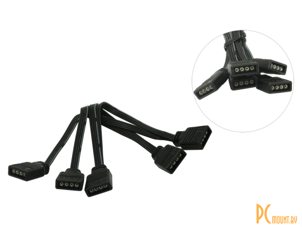 Аксессуары (клеммы, зажимы и др.): кабель Akasa 4-pin to 4x 4-pin RGB LED Connector Multiplier Cable AK-CBLD05-40BK