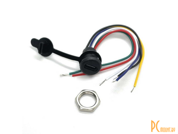 фото USB: разъём TYPE-C-6Pin, папа, длина кабеля 155 мм, 6 контактов, 5 А, 5 В, корпус пластиковый черный; TYPE-C-6pin 128842 USB: разъём TYPE-C-6Pin, папа, длина кабеля 155 мм, 6 контактов, 5 А, 5 В, корпус пластиковый черный; TYPE-C-6pin 128842