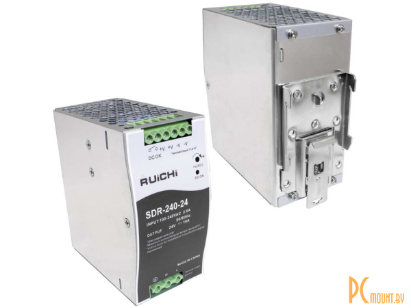 фото Блок питания на DIN-рейку RUICHI SDR-240-24, 100-240 В (АС) 10 А, 24 В, в металлическом корпусе представляет собой преобразователь из напряжения переменного тока (AC) в напряжение постоянного тока (DC) большой мощности модульного типа. Отличительными особ Блок питания на DIN-рейку RUICHI SDR-240-24, 100-240 В (АС) 10 А, 24 В, в металлическом корпусе представляет собой преобразователь из напряжения переменного тока (AC) в напряжение постоянного тока (DC) большой мощности модульного типа. Отличительными особ