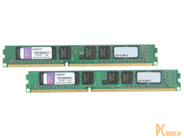 Память оперативная DDR3, 8Gb, PC10660 (1333MHz), Kingston KVR13N9S8K2/8G KIT 2x4GB (9/9/9/27)