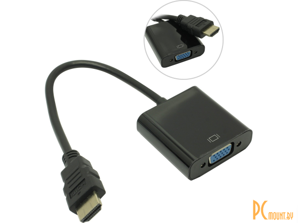 Переходник HDMI (вилка) - VGA (розетка) + 3.5 мм стерео-аудио гнездо 5bites AP-020
