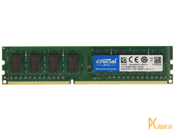 Память оперативная DDR3L, 4GB, PC12800(1600MHz), Crucial CT51264BD160BJ фото Память оперативная DDR3L, 4GB, PC12800(1600MHz), Crucial CT51264BD160BJ