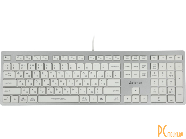 фото клавиатура A4Tech Fstyler FX50 White (стандартная для ПК/для компьютеров Apple, ножничная, пластик, интерфейс подключения - USB, влагозащита, цвет белый) клавиатура A4Tech Fstyler FX50 White (стандартная для ПК/для компьютеров Apple, ножничная, пластик, интерфейс подключения - USB, влагозащита, цвет белый)