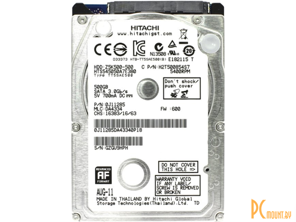 Жесткий диск 500GB  Hitachi HTS545050A7E380 SATA-II