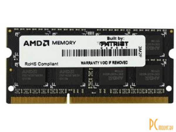 Память для ноутбука SODDR3, 4GB, PC12800 (1600MHz), AMD R534G1601S1S-U(O)