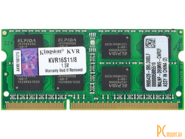 Память для ноутбука SODDR3, 8GB, PC12800 (1600MHz), Kingston KVR16S11/8