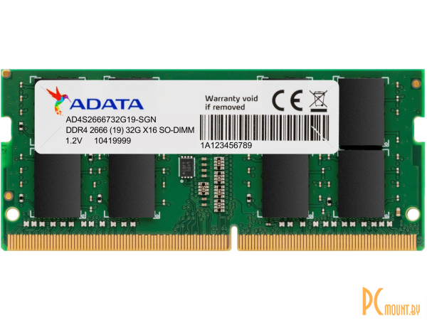 Память для ноутбука SODDR4, 16GB, PC21300 (2666MHz), A-Data AD4S2666716G19-SGN
