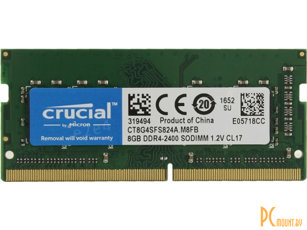 Память для ноутбука SODDR4, 8GB, PC19200 (2400MHz), Crucial CT8G4SFS824A