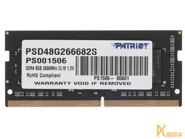 Память для ноутбука SODDR4, 8GB, PC21300 (2666MHz), Patriot PSD48G266682S