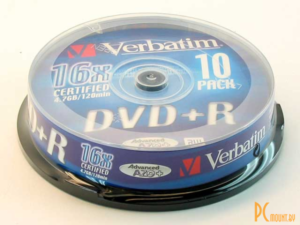 DVD+R Verbatim 4.7Gb, 16x, Matt Silver, 10шт., CakeBox, [43498]