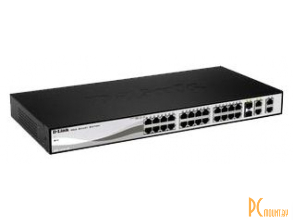 D-Link Коммутатор DES-1210-28/ME, WEB Smart III Switch with 24 10/100Base-TX + 2 Combo of 10/100/1000BASE-T/SFP + 2 SFP