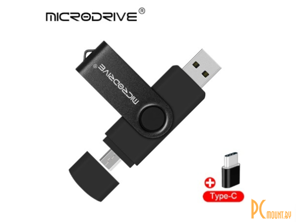USB память 32GB, Microdrive OTG Micro-USB + Type-C Black