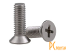 Винт M2.5x16 потайная головка под крест, сталь, покрытие никель,  DIN965, ISO7046, GB819, 1 упак. 10 шт.
