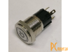 Переключатель кнопочный, с фиксацией, ON-ON, синяя подсветка LED, 16mm, металл