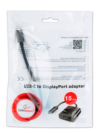 USB A/B/Micro/Mini/Type-C: Gembird Cablexpert USB-C to Displayport A-CM-DPF-01