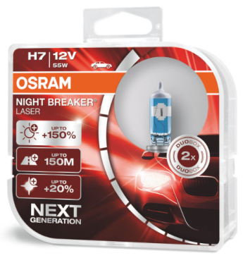 Автомобильные лампочки: Osram H7 Night Breake Laser 12V- 55W PX26d 2шт 64210NL-HCB