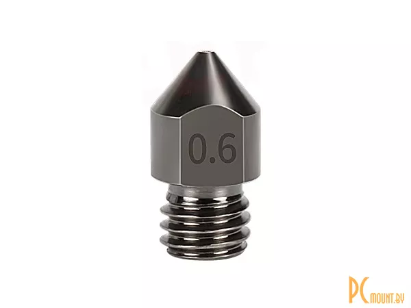 фото Сопло MK8 1.75mm / 0.6mm, резьба М6, закаленная сталь Сопло MK8 1.75mm / 0.6mm, резьба М6, закаленная сталь