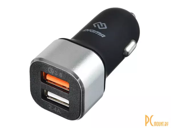 Автомобильное зарядное устройство USB Digma DGCC-2U-QC3.0-BS