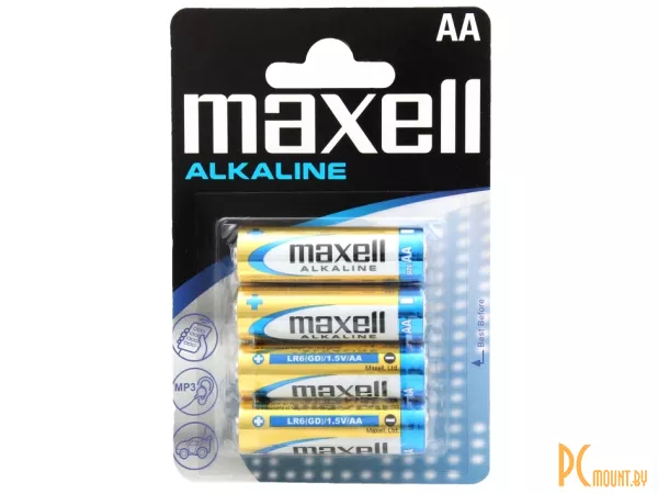 Батарейка AA LR6 Maxell Алкалайн блистер 4 шт, (723758)