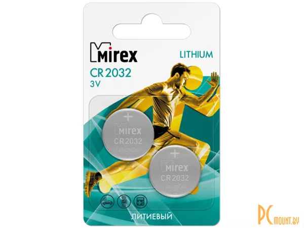 Батарейка CR2032 Mirex литиевая  блистер  2 шт