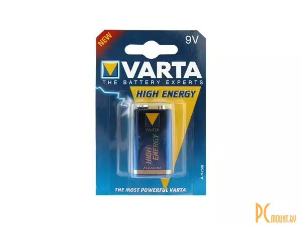 Батарейка Varta 6F22 4922/ 9V "Крона" Alkaline /1шт в блистере