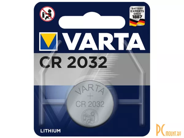 Элемент питания литиевый, 3 вольта, Varta CR2032 блистер 1шт.