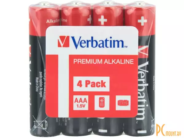 Батарейка Verbatim Алкалайн 49500 AAA LR03 4 шт. в пленке