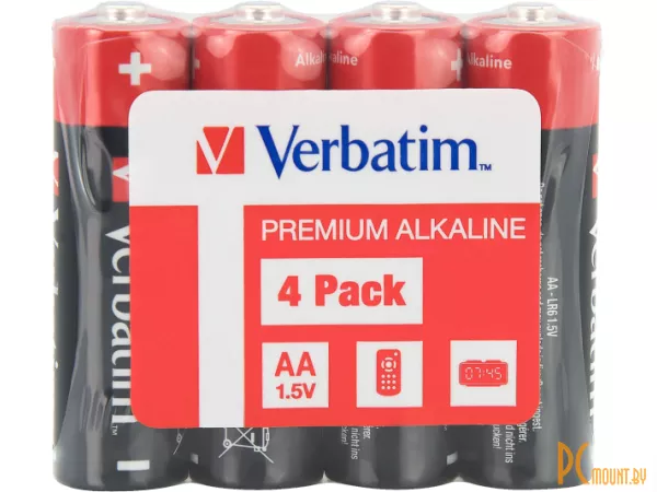 Батарейка Verbatim Алкалайн 49501 AA LR6 4 шт. в пленке