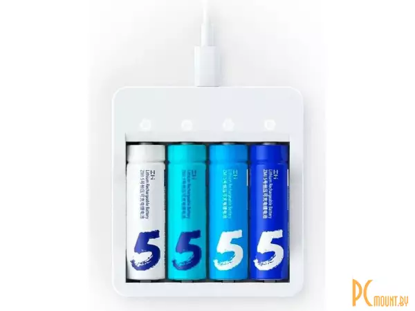 Зарядное устройство с батарейками ZMI Lithium chargable battery Set 4PC better + charger (2900mAh) (PB421)