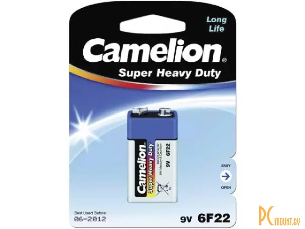 Элемент питания солевой Camelion 6F22 (Крона), цена за 1 шт.
