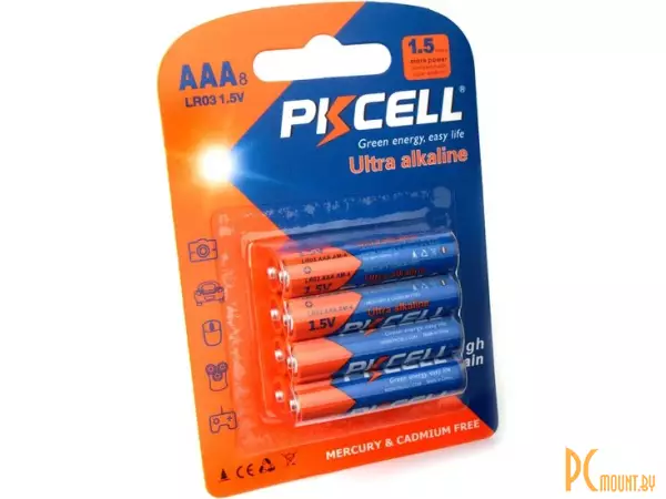 Батарейка LR03-8B PKCELL AAA LR03 Alkaline 1.5V (8шт в блистере)