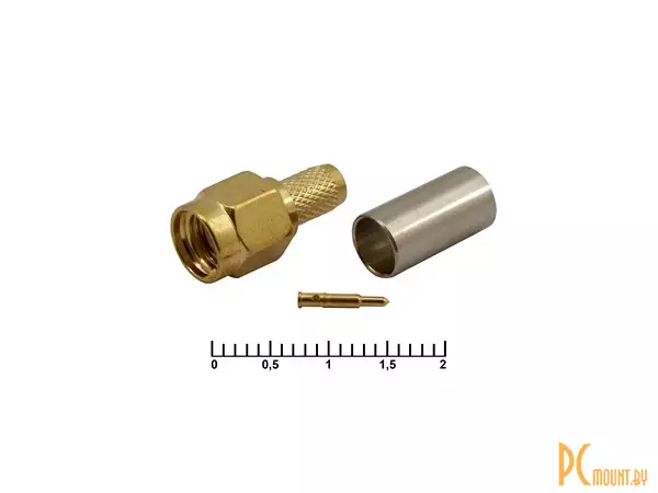 фото SMA-C58P gold Разъем высокочастотный, вилка на кабель RG SMA-C58P gold Разъем высокочастотный, вилка на кабель RG