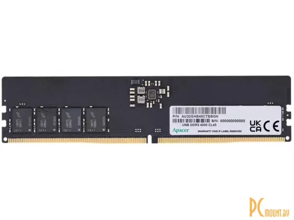 фото Память оперативная DDR5, 8GB, PC38400 (4800MHz), Apacer AU08GHB48CTDBGH (FL.08G2A.RTH) Память оперативная DDR5, 8GB, PC38400 (4800MHz), Apacer AU08GHB48CTDBGH (FL.08G2A.RTH)