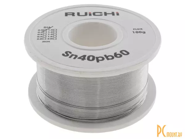 Sn40/Pb60 d0.3mm 100g flux Припой с флюсом на катушке, d0.3мм 100г.