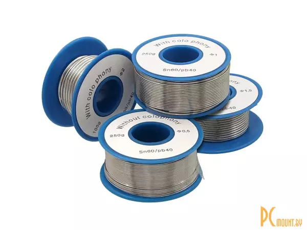 Sn60/Pb40 d0.5mm 250g flux Припой с флюсом  на катушке, d0.5мм 250г.
