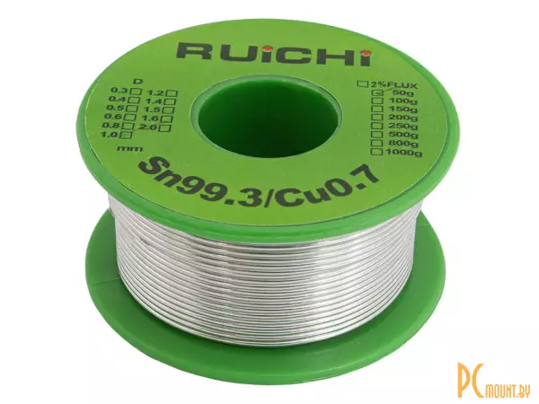 фото Sn99.3/Cu0.7 d1.0mm 50g Припой на катушке, d1.0мм 50г. Sn99.3/Cu0.7 d1.0mm 50g Припой на катушке, d1.0мм 50г.